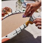 Realhomes Beyaz Zemin Üzerinde Yaprak Desenli Dijital Baskılı Modern 2'li Yuvarlak Servis Altlığı - Supla Realhomes