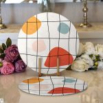 - Supla2li-8158-Gorsel1 - Realhomes Realhomes Beyaz Zeminli Geometrik Desenli Dijital Baskılı Modern 2'li Yuvarlak Servis Altlığı - Supla Realhomes