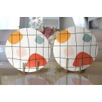 - Supla2li-8158-Gorsel2 - Realhomes Realhomes Beyaz Zeminli Geometrik Desenli Dijital Baskılı Modern 2'li Yuvarlak Servis Altlığı - Supla Realhomes