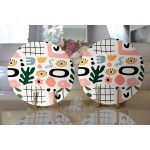 - Supla2li-8160-Gorsel2 - Realhomes Realhomes Beyaz Zeminli Geometrik Desenli Dijital Baskılı Modern 2'li Yuvarlak Servis Altlığı - Supla Realhomes