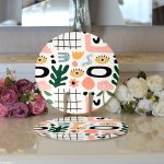 - Supla2li-8160-Gorsel3 - Realhomes Realhomes Beyaz Zeminli Geometrik Desenli Dijital Baskılı Modern 2'li Yuvarlak Servis Altlığı - Supla Realhomes