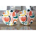 Realhomes Beyaz Zeminli Geometrik Desenli Dijital Baskılı Modern 2'li Yuvarlak Servis Altlığı - Supla Realhomes