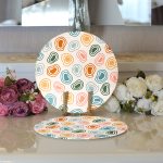 - Supla2li-8163-Gorsel3 - Realhomes Realhomes Pastel Zeminli Geometrik Desenli Dijital Baskılı Modern 2'li Yuvarlak Servis Altlığı - Supla Realhomes