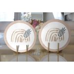 - Supla2li-8167-Gorsel2 - Realhomes Realhomes Pastel Zemin Üzerinde Onedraw Çizimli Yaprak Desenli 2'li Yuvarlak Servis Altlığı - Supla Realhomes