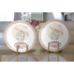 Realhomes Pastel Zemin Üzerinde Yaprak Desenli Dijital Baskılı Modern 2'li Yuvarlak Servis Altlığı - Supla Realhomes