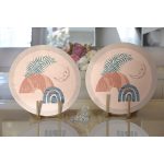 - Supla2li-8175-Gorsel2 - Realhomes  Realhomes Pastel Zeminli Geometrik Desenli Dijital Baskılı Modern 2'li Yuvarlak Servis Altlığı - Supla Realhomes