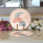 - Supla2li-8175-Gorsel3 - Realhomes  Realhomes Pastel Zeminli Geometrik Desenli Dijital Baskılı Modern 2'li Yuvarlak Servis Altlığı - Supla Realhomes