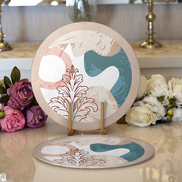 - Supla2li-8177-Gorsel1 - Realhomes  Realhomes Beyaz Zemin Üzerinde Gold Detaylı Sonbahar Yaprak Desenli 2'li Yuvarlak Servis Altlığı - Supla Realhomes