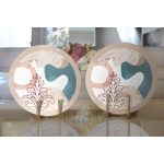 - Supla2li-8177-Gorsel2 - Realhomes Realhomes Pastel Zeminli Geometrik Desenli Dijital Baskılı Modern 2'li Yuvarlak Servis Altlığı - Supla Realhomes