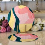 Realhomes Renkli Zeminli Geometrik Desenli Dijital Baskılı Modern 2'li Yuvarlak Servis Altlığı - Supla Realhomes