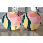 Realhomes Renkli Zeminli Geometrik Desenli Dijital Baskılı Modern 2'li Yuvarlak Servis Altlığı - Supla Realhomes