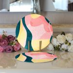 Realhomes Renkli Zeminli Geometrik Desenli Dijital Baskılı Modern 2'li Yuvarlak Servis Altlığı - Supla Realhomes