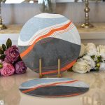 Realhomes Renkli Zeminli Geometrik Desenli Dijital Baskılı Modern 2'li Yuvarlak Servis Altlığı - Supla Realhomes