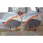 Realhomes Renkli Zeminli Geometrik Desenli Dijital Baskılı Modern 2'li Yuvarlak Servis Altlığı - Supla Realhomes