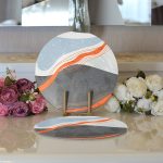 Realhomes Renkli Zeminli Geometrik Desenli Dijital Baskılı Modern 2'li Yuvarlak Servis Altlığı - Supla Realhomes