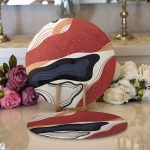 - Supla2li-8181-Gorsel1 - Realhomes Realhomes Renkli Zeminli Geometrik Desenli Dijital Baskılı Modern 2'li Yuvarlak Servis Altlığı - Supla Realhomes