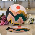 - Supla2li-8184-Gorsel1 - Realhomes  Realhomes Renkli Zeminli Geometrik Desenli Dijital Baskılı Modern 2'li Yuvarlak Servis Altlığı - Supla Realhomes