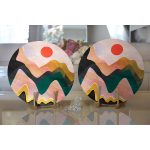 - Supla2li-8184-Gorsel2 - Realhomes  Realhomes Renkli Zeminli Geometrik Desenli Dijital Baskılı Modern 2'li Yuvarlak Servis Altlığı - Supla Realhomes