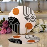 Realhomes Renkli Zeminli Geometrik Desenli Dijital Baskılı Modern 2'li Yuvarlak Servis Altlığı - Supla Realhomes