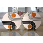 - Supla2li-8186-Gorsel2 - Realhomes Realhomes Renkli Zeminli Geometrik Desenli Dijital Baskılı Modern 2'li Yuvarlak Servis Altlığı - Supla Realhomes