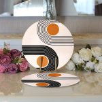 - Supla2li-8186-Gorsel3 - Realhomes Realhomes Renkli Zeminli Geometrik Desenli Dijital Baskılı Modern 2'li Yuvarlak Servis Altlığı - Supla Realhomes