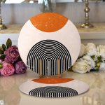 - Supla2li-8187-Gorsel1 - Realhomes Realhomes Renkli Zeminli Geometrik Desenli Dijital Baskılı Modern 2'li Yuvarlak Servis Altlığı - Supla Realhomes