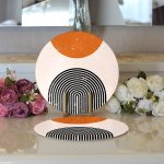 - Supla2li-8187-Gorsel3 - Realhomes Realhomes Renkli Zeminli Geometrik Desenli Dijital Baskılı Modern 2'li Yuvarlak Servis Altlığı - Supla Realhomes