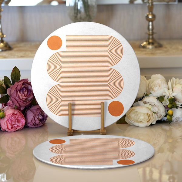 - Supla2li-8188-Gorsel1 - Realhomes  Realhomes Siyah Zemin Üzerinde Yeşil Yaprak Desenli 2'li Yuvarlak Servis Altlığı - Supla Realhomes