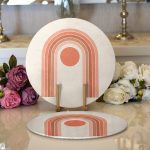 - Supla2li-8189-Gorsel1 - Realhomes Realhomes Renkli Zeminli Geometrik Desenli Dijital Baskılı Modern 2'li Yuvarlak Servis Altlığı - Supla Realhomes