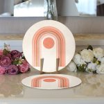 - Supla2li-8189-Gorsel3 - Realhomes Realhomes Renkli Zeminli Geometrik Desenli Dijital Baskılı Modern 2'li Yuvarlak Servis Altlığı - Supla Realhomes