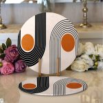 - Supla2li-8190-Gorsel1 - Realhomes Realhomes Renkli Zeminli Geometrik Desenli Dijital Baskılı Modern 2'li Yuvarlak Servis Altlığı - Supla Realhomes