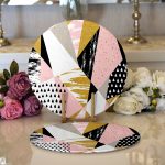 Realhomes Beyaz Zemin Üzerinde Renkli Geometrik Desenli Dijital Baskılı Modern 2'li Yuvarlak Servis Altlığı - Supla Realhomes