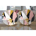 Realhomes Beyaz Zemin Üzerinde Renkli Geometrik Desenli Dijital Baskılı Modern 2'li Yuvarlak Servis Altlığı - Supla Realhomes