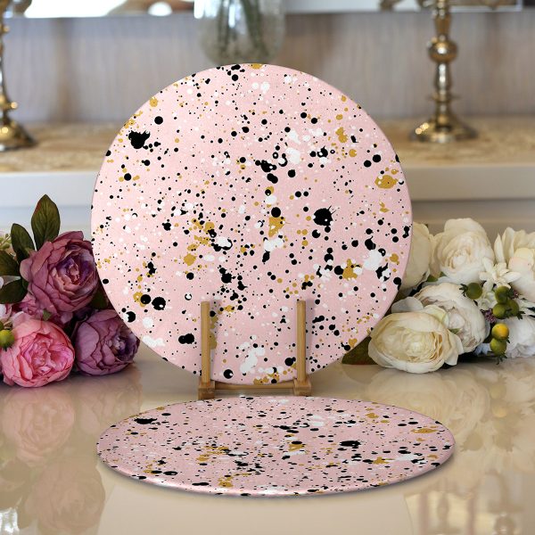 - Supla2li-8230-Gorsel1 - Realhomes  Realhomes Siyah Zigzag Temalı Ananas Desenli Modern 2'li Yuvarlak Servis Altlığı - Supla Realhomes