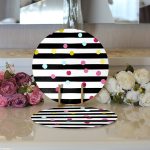 - Supla2li-8232-Gorsel3 - Realhomes Realhomes Beyaz Zemin Üzerinde Yatay Çizgili Renkli Puantiyeli 2'li Yuvarlak Servis Altlığı - Supla Realhomes