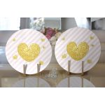 - Supla2li-8239-Gorsel2 - Realhomes Realhomes Beyaz Zemin Üzerinde Pembe Yatay Çizgili Gold Detaylı Kalp Desenli 2'li Yuvarlak Servis Altlığı - Supla Realhomes