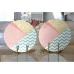 Realhomes Beyaz Zemin Üzerinde Renkli Geometrik Desenli Dijital Baskılı Modern 2'li Yuvarlak Servis Altlığı - Supla Realhomes