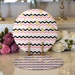 Realhomes Beyaz Zemin Üzerinde Renkli Geometrik Zigzag Desenli 2'li Yuvarlak Servis Altlığı - Supla Realhomes