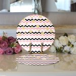 Realhomes Beyaz Zemin Üzerinde Renkli Geometrik Zigzag Desenli 2'li Yuvarlak Servis Altlığı - Supla Realhomes