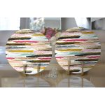 - Supla2li-8254-Gorsel2 - Realhomes Realhomes Beyaz Zemin Üzerinde Renkli Yatay Çizgili 2'li Yuvarlak Servis Altlığı - Supla Realhomes