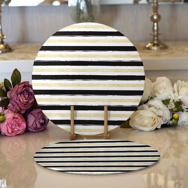 - Supla2li-8255-Gorsel1 - Realhomes  Realhomes Siyah Beyaz Yaprak Motifli Modern 2'li Yuvarlak Servis Altlığı - Supla Realhomes