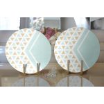 Realhomes Renkli Zeminli Geometrik Desenli Dijital Baskılı Modern 2'li Yuvarlak Servis Altlığı - Supla Realhomes