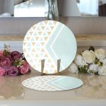 Realhomes Renkli Zeminli Geometrik Desenli Dijital Baskılı Modern 2'li Yuvarlak Servis Altlığı - Supla Realhomes