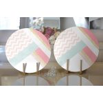 Realhomes Renkli Zeminli Geometrik Desenli Dijital Baskılı Modern 2'li Yuvarlak Servis Altlığı - Supla Realhomes