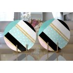 - Supla2li-8259-Gorsel2 - Realhomes  Realhomes Renkli Zemin Üzerinde Gold Detaylı Geometrik Çizimli 2'li Yuvarlak Servis Altlığı - Supla Realhomes