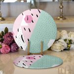 - Supla2li-8271-Gorsel1 - Realhomes Realhomes Beyaz Zemin Üzerinde Renkli Geometrik Desenli Dijital Baskılı Modern 2'li Yuvarlak Servis Altlığı - Supla Realhomes