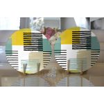 - Supla2li-8273-Gorsel2 - Realhomes Realhomes Beyaz Zemin Üzerinde Renkli Çizgili Geometrik Desenli 2'li Yuvarlak Servis Altlığı - Supla Realhomes