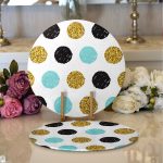 - Supla2li-8279-Gorsel1 - Realhomes Realhomes Beyaz Zeminli Renkli Puantiyeli Dijital Baskılı Modern 2'li Yuvarlak Servis Altlığı - Supla Realhomes