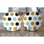 - Supla2li-8279-Gorsel2 - Realhomes Realhomes Beyaz Zeminli Renkli Puantiyeli Dijital Baskılı Modern 2'li Yuvarlak Servis Altlığı - Supla Realhomes