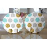 Realhomes Beyaz Zemin Üzerinde Gold Detaylı Renkli Puantiye Desenli 2'li Yuvarlak Servis Altlığı - Supla Realhomes